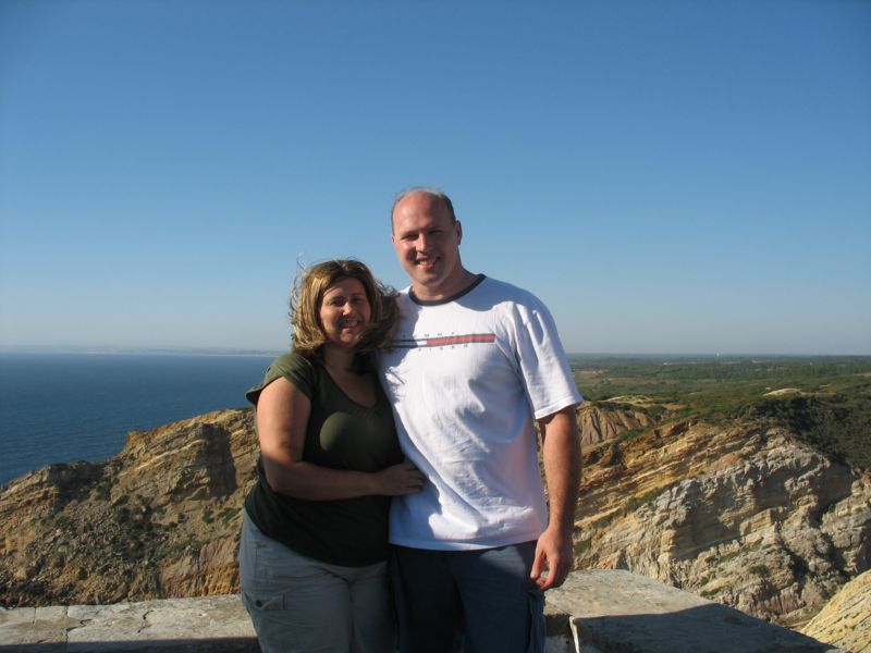 Me and my wife at a cliff in Portugal